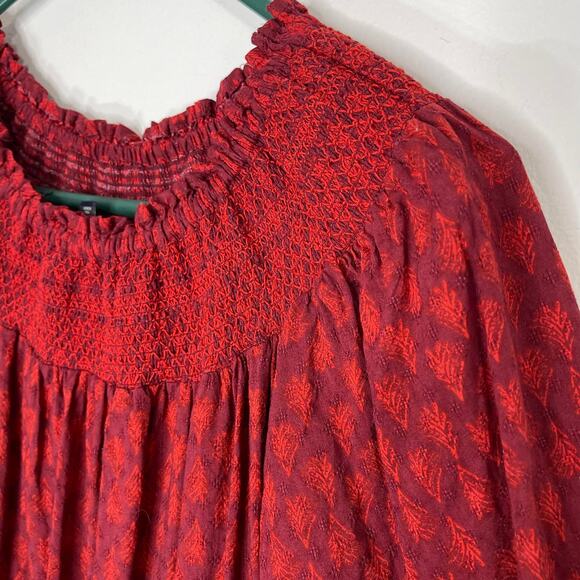 Universal Thread Threads prairie dress maxi dress deep red modest xsmall oversiz - Picture 3 of 16